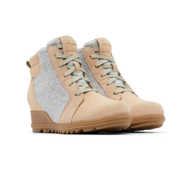 Sorel Evie Waterproof Ankle Booties Wedge Booties In Ceramic - Picture 3 of 8